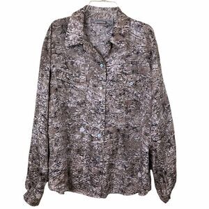 Chico’s Silk Beige Black Snake Print Blouse Medium